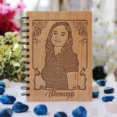 wooden own name and picture engraving dairy best gift for your friends and family