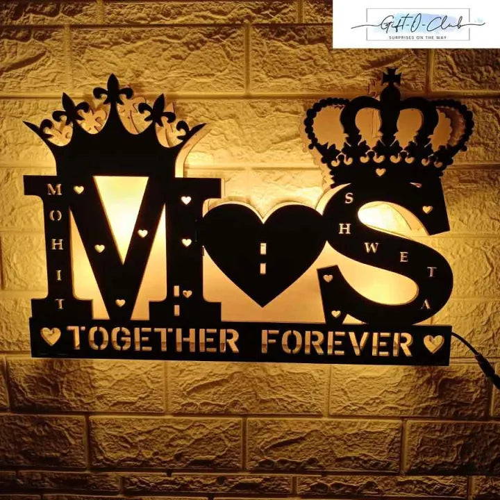 Customize wooden LED Couple Name Alphabet▪️Size 11*18 ▪️Material MDF▪️Making Required 4 Working Days