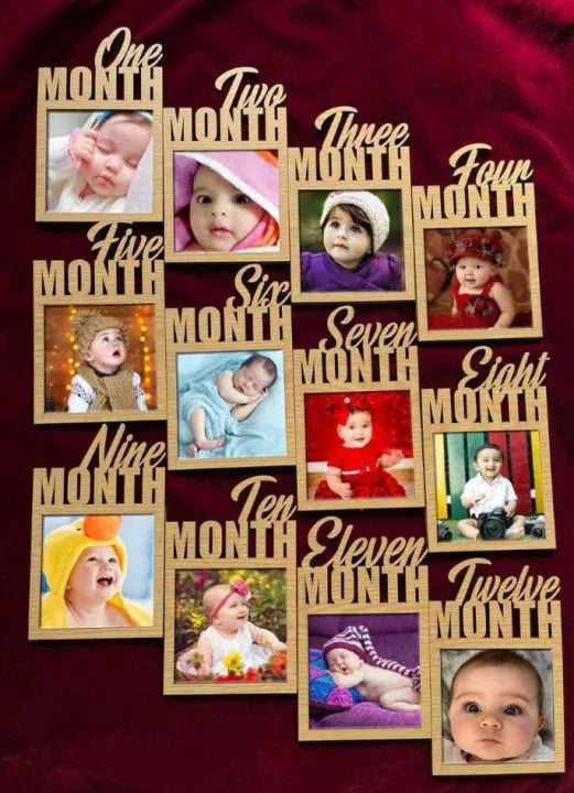 coustumize wooden baby picture frame with pictures.