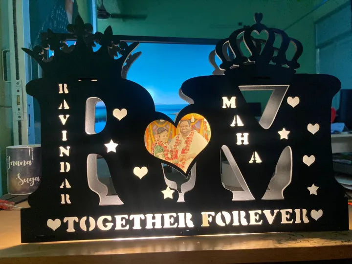 Customize wooden LED Couple Name Alphabet▪️Size 11*18 ▪️Material MDF▪️Making Required 4 Working Days