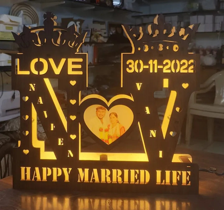 Customize wooden LED Couple Name Alphabet▪️Size 11*18 ▪️Material MDF▪️Making Required 4 Working Days