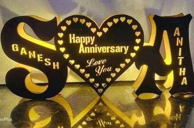 Customize wooden LED Couple Name Alphabet▪️Size 11*18 ▪️Material MDF▪️Making Required 4 Working Days