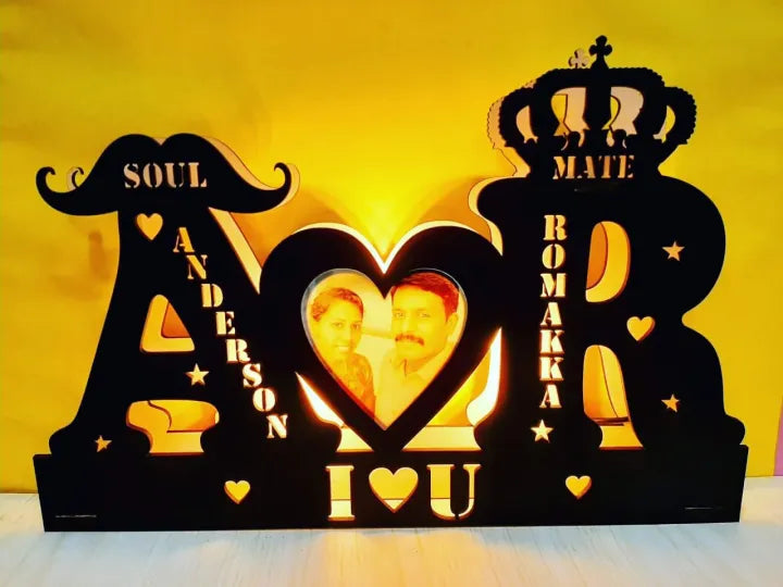 Customize wooden LED Couple Name Alphabet▪️Size 11*18 ▪️Material MDF▪️Making Required 4 Working Days