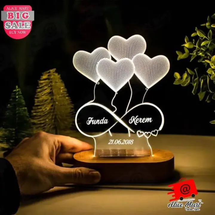 Customize 3D illusion lamp, Night Lamp, Decoration Piece, Customised gifts