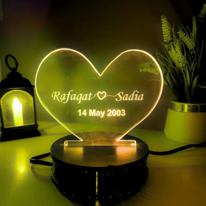 3d coustmize name with multicolor light