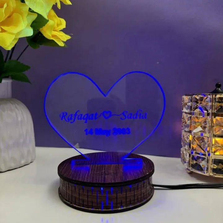 3d coustmize name with multicolor light