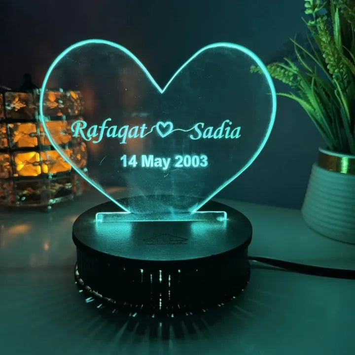 3d coustmize name with multicolor light