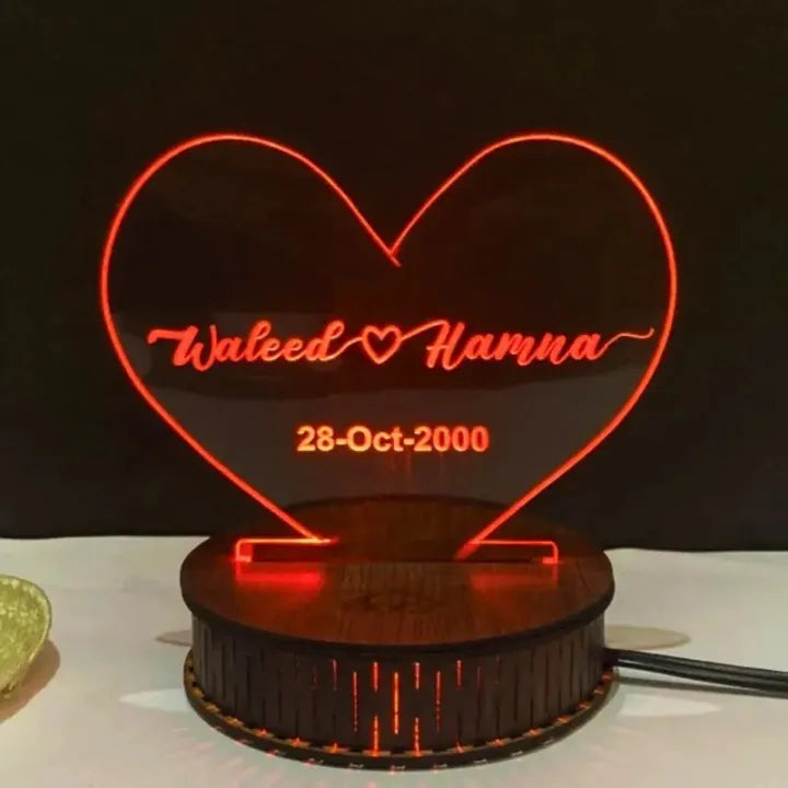 3d coustmize name with multicolor light