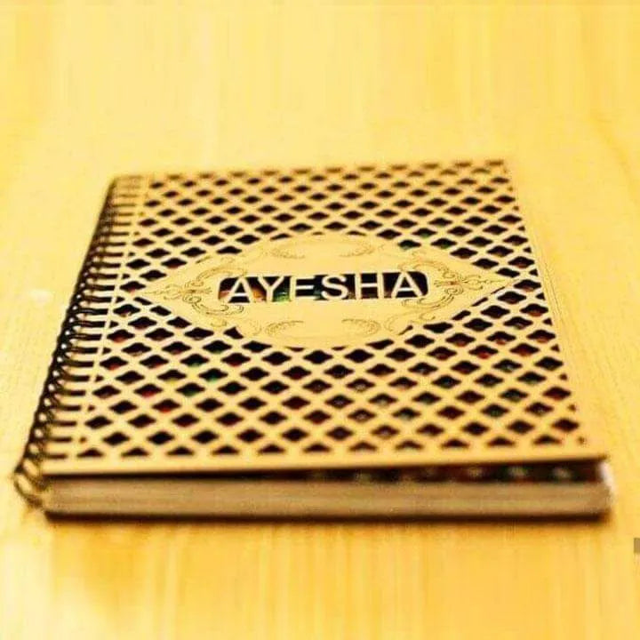 Laser Cut Wooden Notebook Cover With Lotus Flower